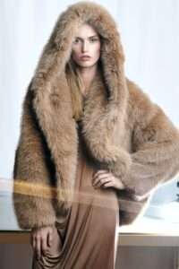 Camel Faux Fur Hooded Jacket