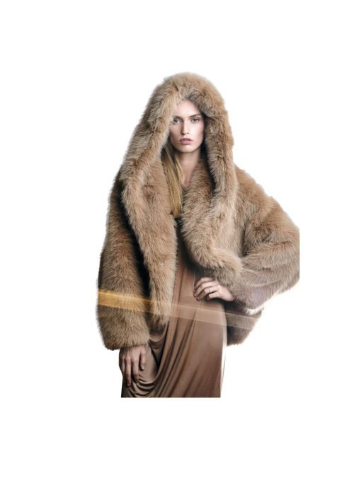 Camel Faux Fur Hooded Jacket
